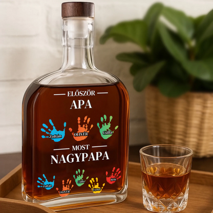 Apából Nagypapa - Személyre Szabott Whiskey Díszüveg Apák Napjára
