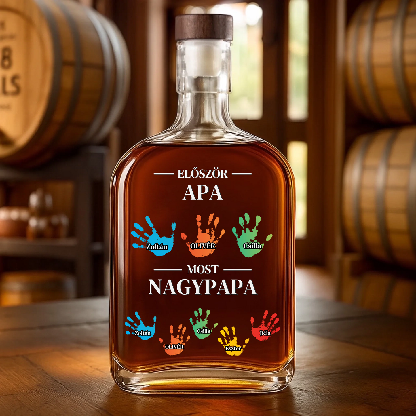 Apából Nagypapa - Személyre Szabott Whiskey Díszüveg Apák Napjára