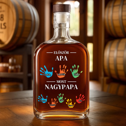 Apából Nagypapa - Személyre Szabott Whiskey Díszüveg Apák Napjára