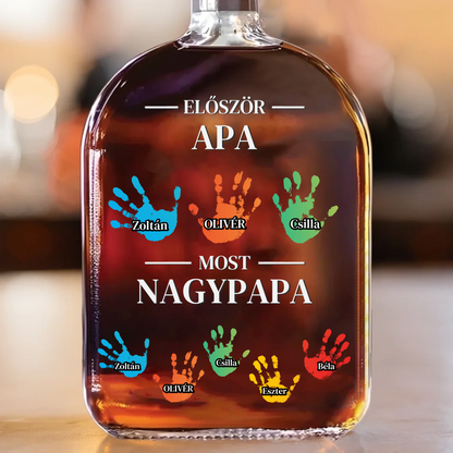 Apából Nagypapa - Személyre Szabott Whiskey Díszüveg Apák Napjára