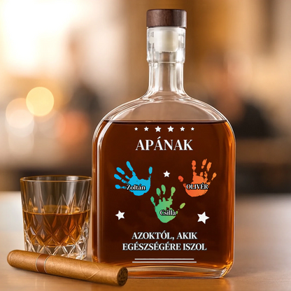 Egy Korty Emlék Apának - Személyre Szabott Whiskey Díszüveg Apák Napjára