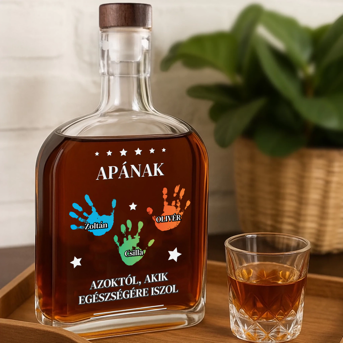 Egy Korty Emlék Apának - Személyre Szabott Whiskey Díszüveg Apák Napjára